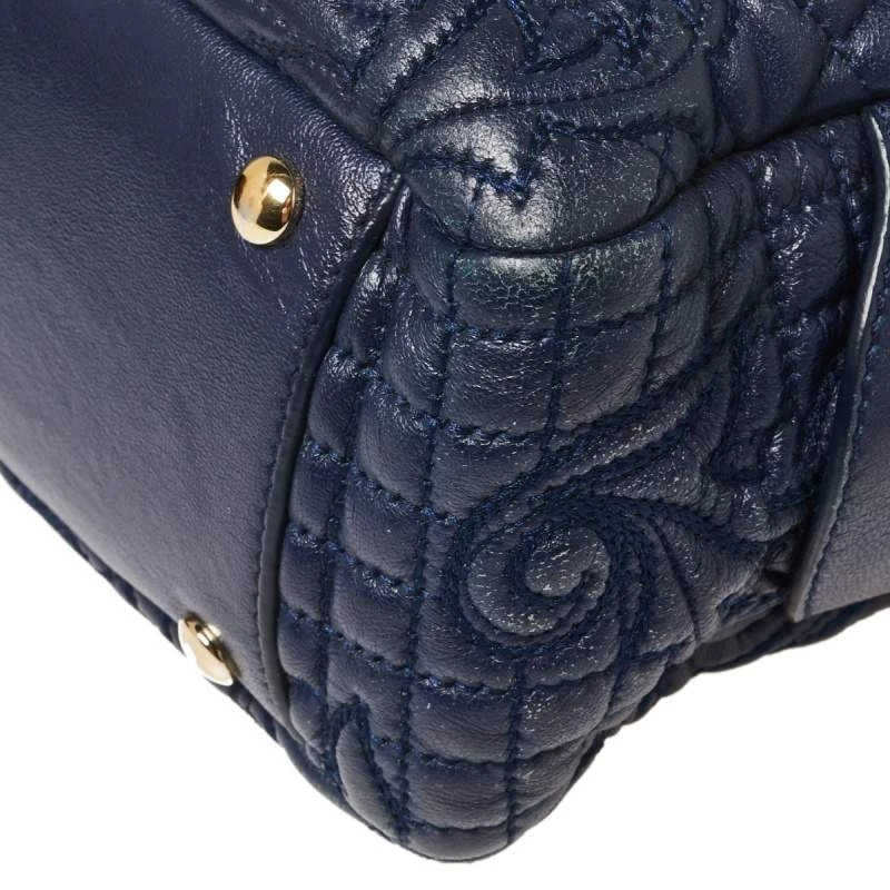 Versace Navy Blue Leather Demetra Vanitas Satchel For Women - Image 14