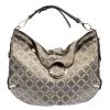Versace Metallic Grey Signature Canvas And Leather Trim Hobo For Women