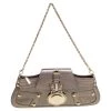 Versace Metallic Embossed Leather Icon Flap Chain Clutch For Women