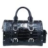 Versace Purple Croc Embossed Patent Leather Snap Out Of It Satchel Bag For Women