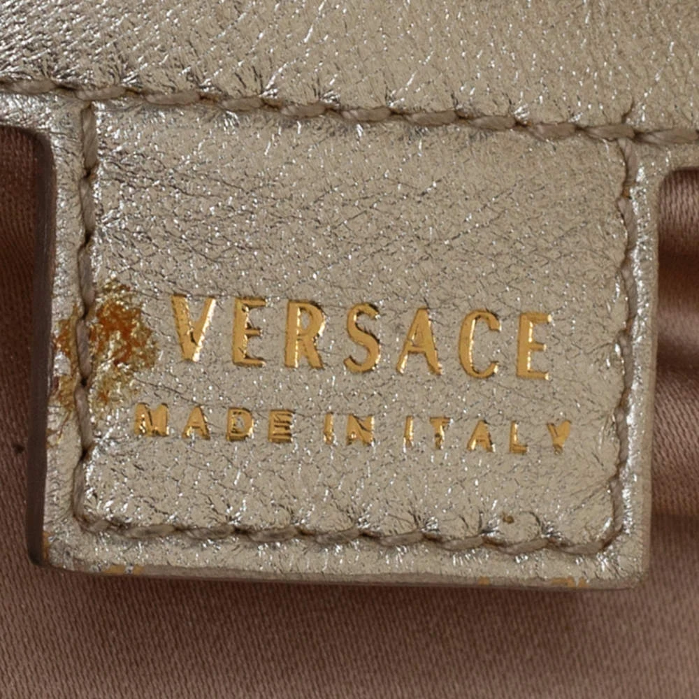 Versace Gold Perforated Leather Tassel Shoulder Bag For Women - Image 8