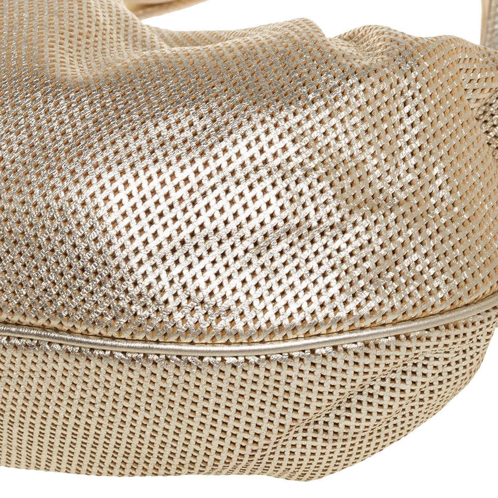 Versace Gold Perforated Leather Tassel Shoulder Bag For Women - Image 11