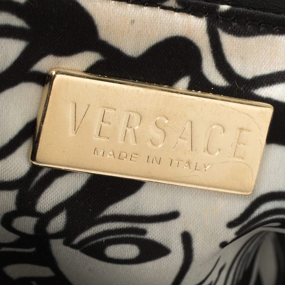 Versace Black Suede/Calfhair And Lizard Embossed Corset Frame Shoulder Bag For Women - Image 8