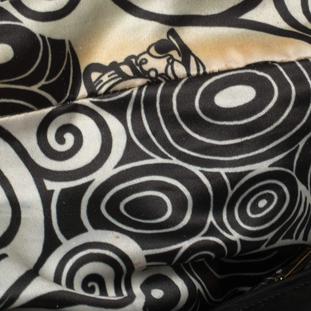 Versace Black Suede/Calfhair And Lizard Embossed Corset Frame Shoulder Bag For Women - Image 9