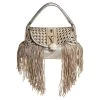 Versace Gold/Black Woven Leather Medusa Fringe Shoulder Bag For Women