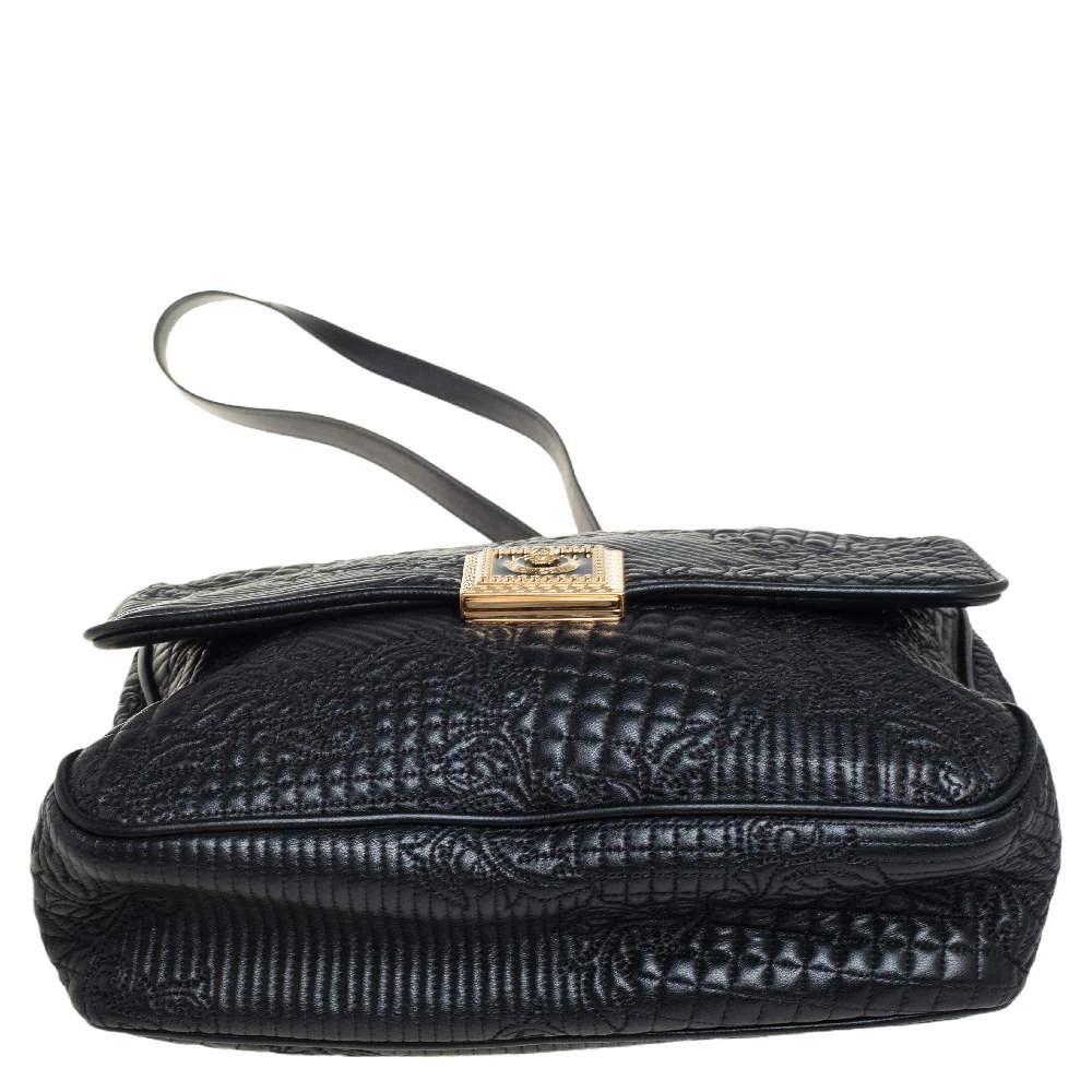 Versace Black Barocco Leather Flap Shoulder Bag For Women - Image 6