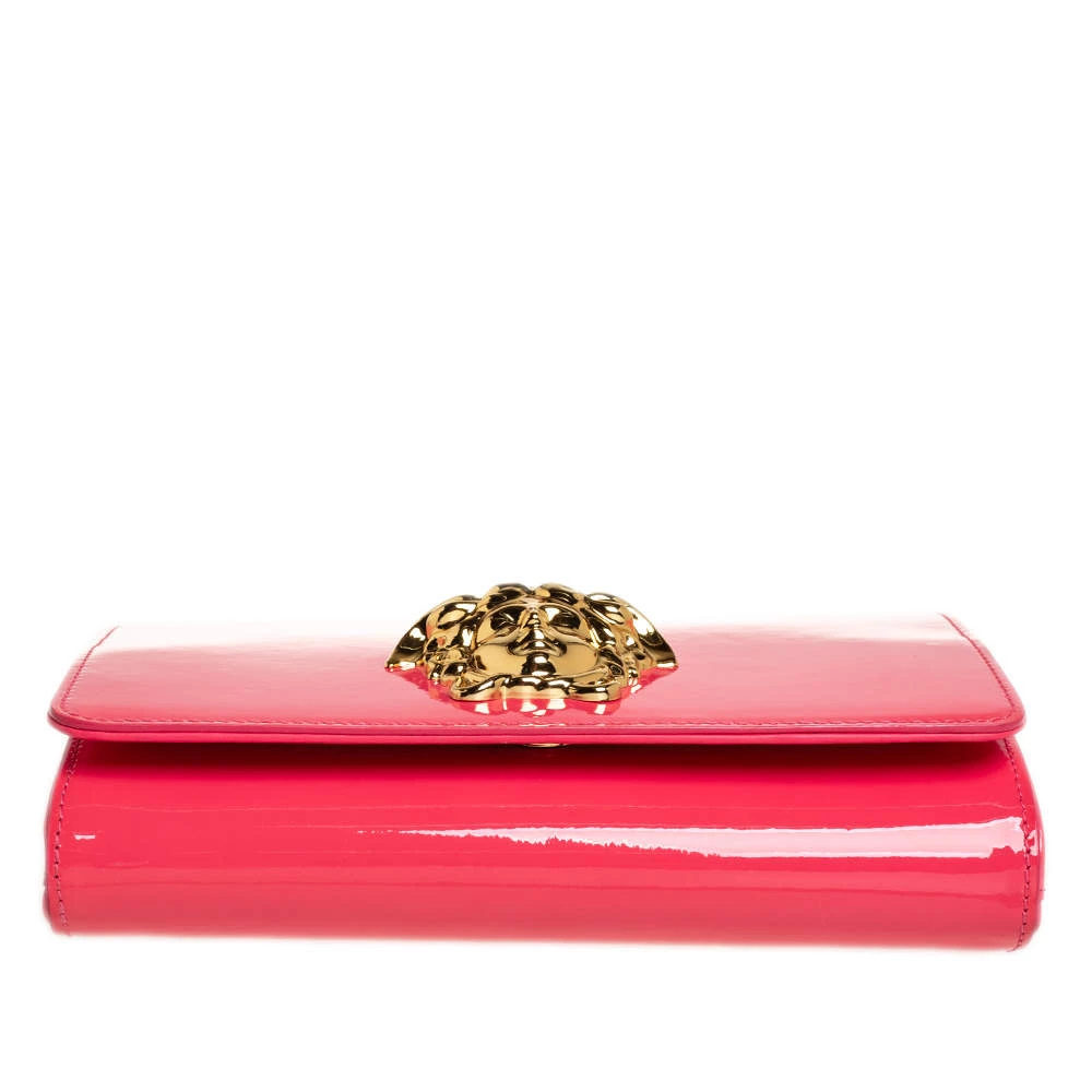 Versace Peach Patent Leather Medusa Chain Clutch For Women - Image 6
