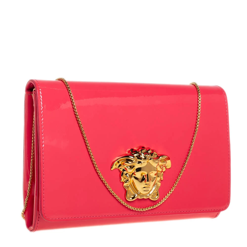 Versace Peach Patent Leather Medusa Chain Clutch For Women - Image 3