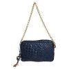 Versace Blue Leather Embroidered Vanitas Shoulder Bag For Women