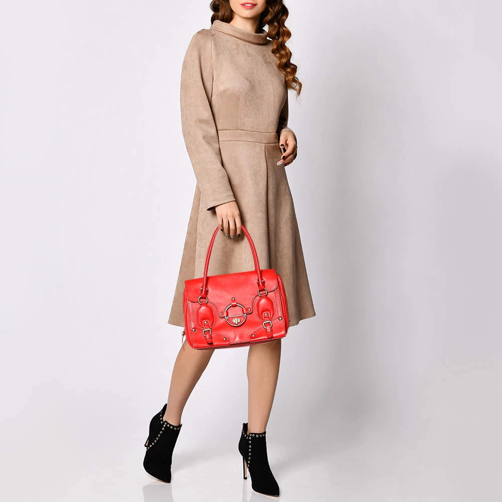 Versace Red Leather Studded Tote For Women - Image 2