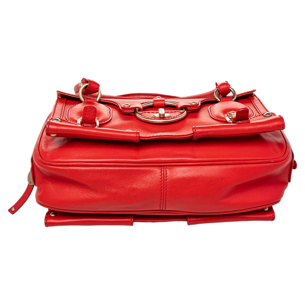 Versace Red Leather Studded Tote For Women - Image 6