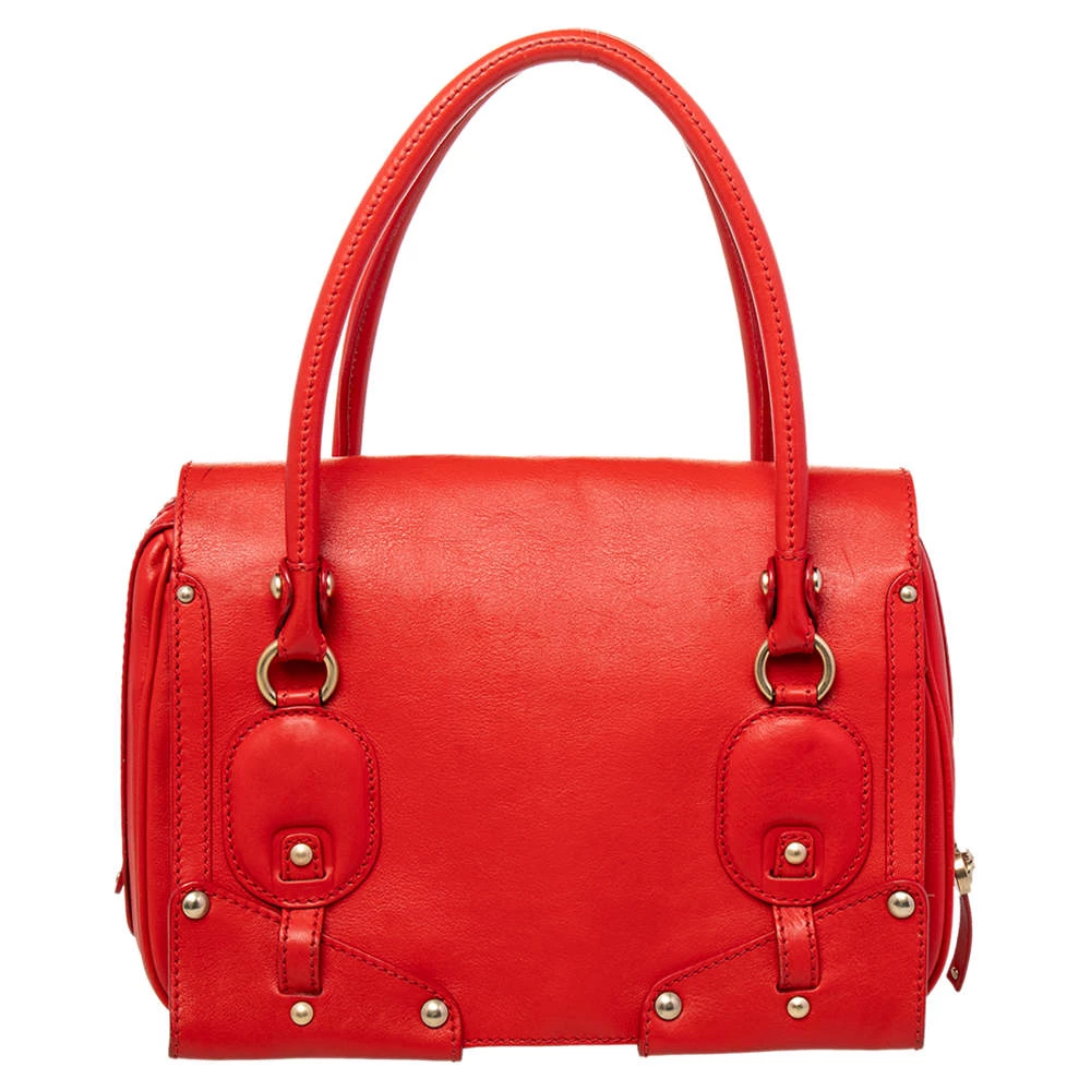 Versace Red Leather Studded Tote For Women - Image 4