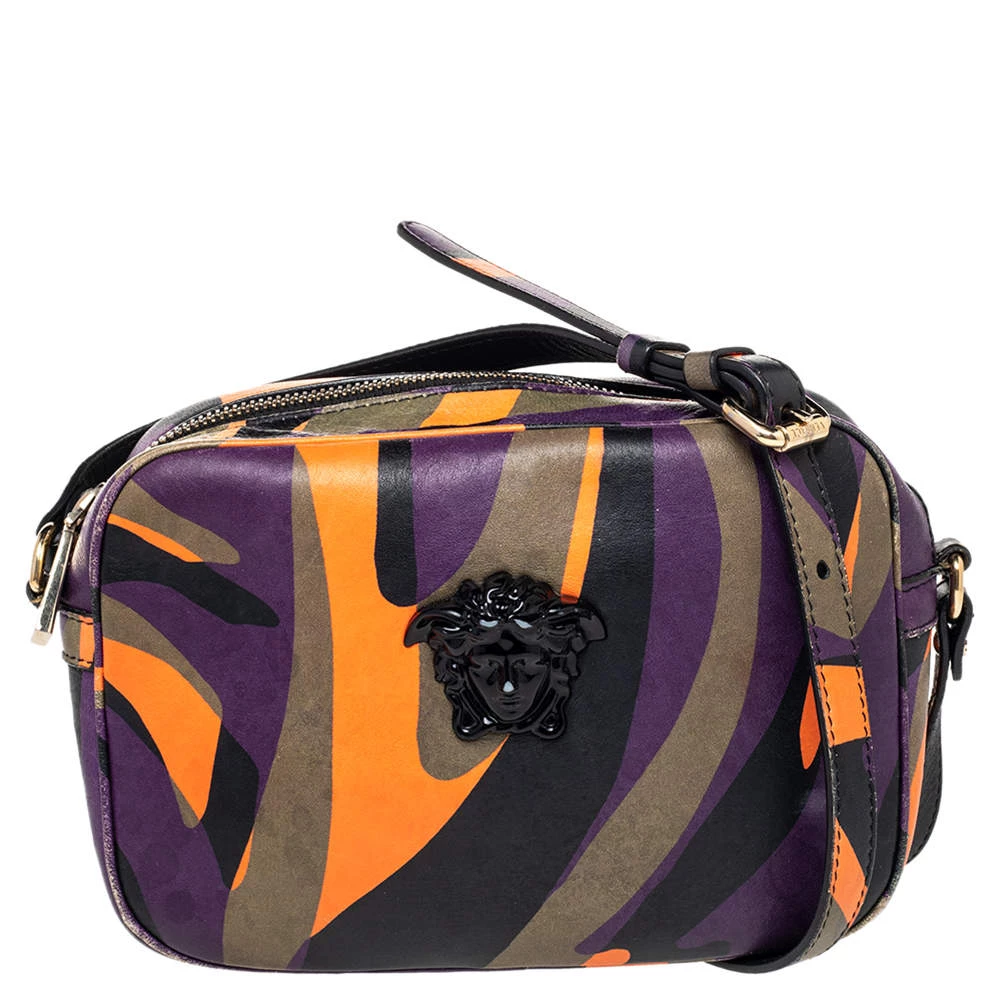 Versace Multicolor Leather Palazzo Medusa Camera Crossbody Bag For Women