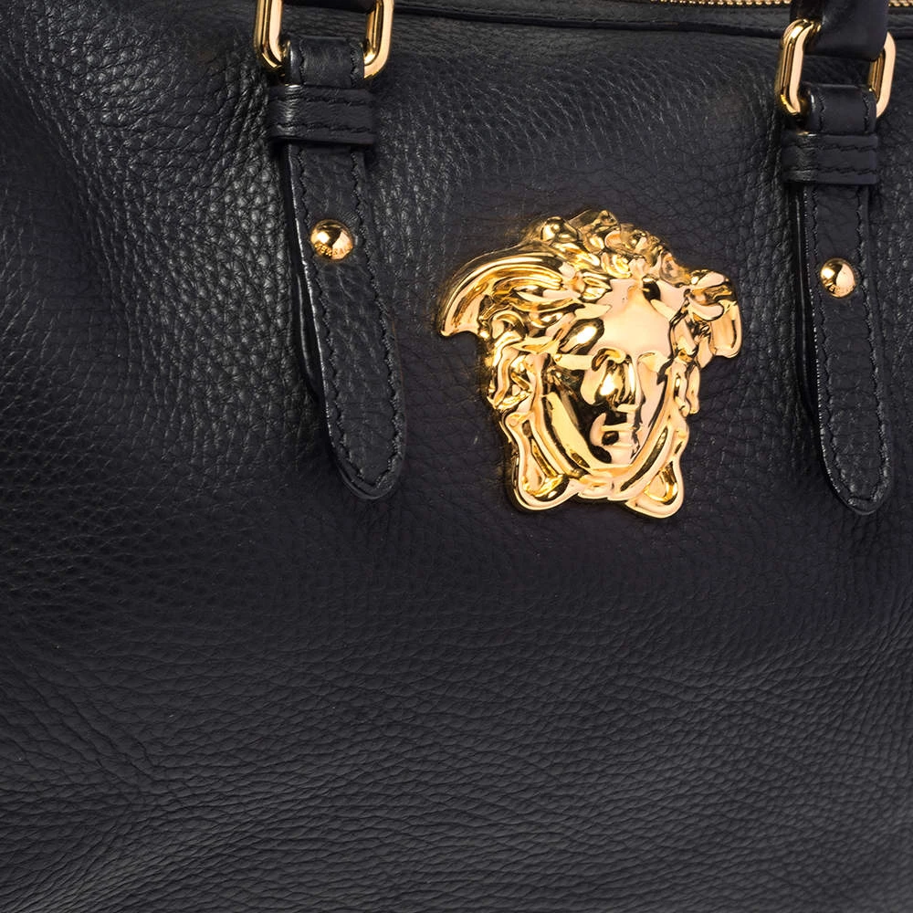Versace Black Leather Medusa Boston Bag For Women - Image 5