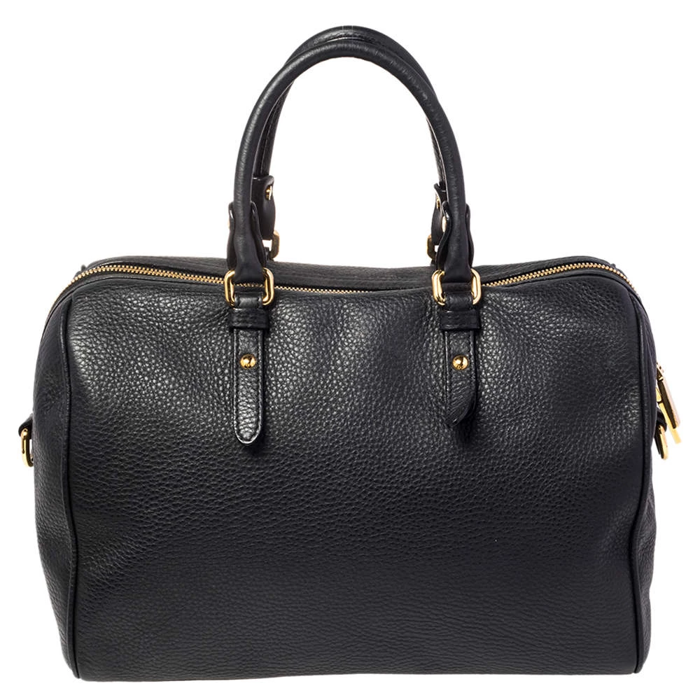 Versace Black Leather Medusa Boston Bag For Women - Image 4
