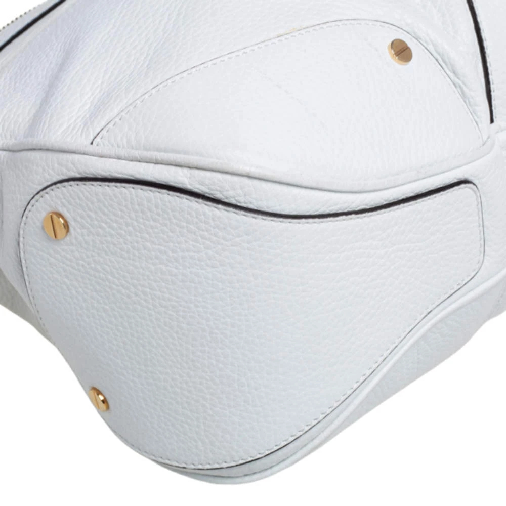 Versace White Pebbled Leather Biker Hobo For Women - Image 11
