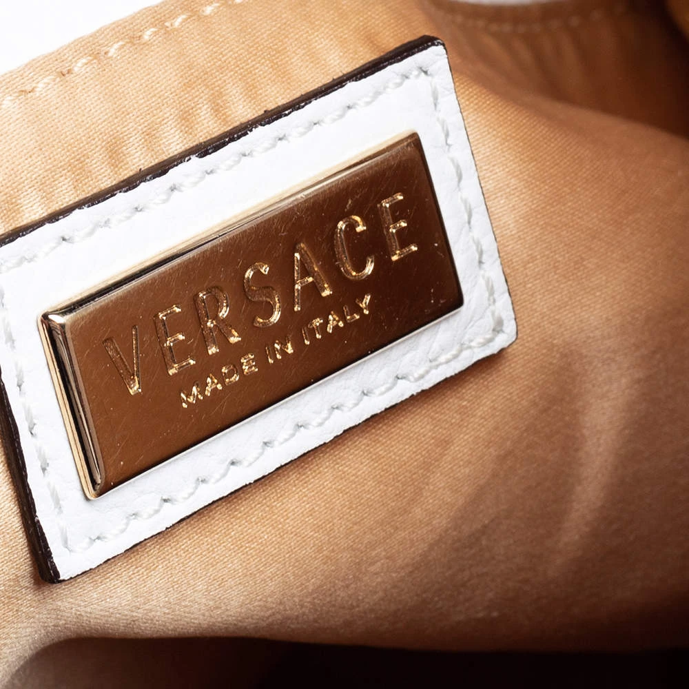 Versace White Pebbled Leather Biker Hobo For Women - Image 9