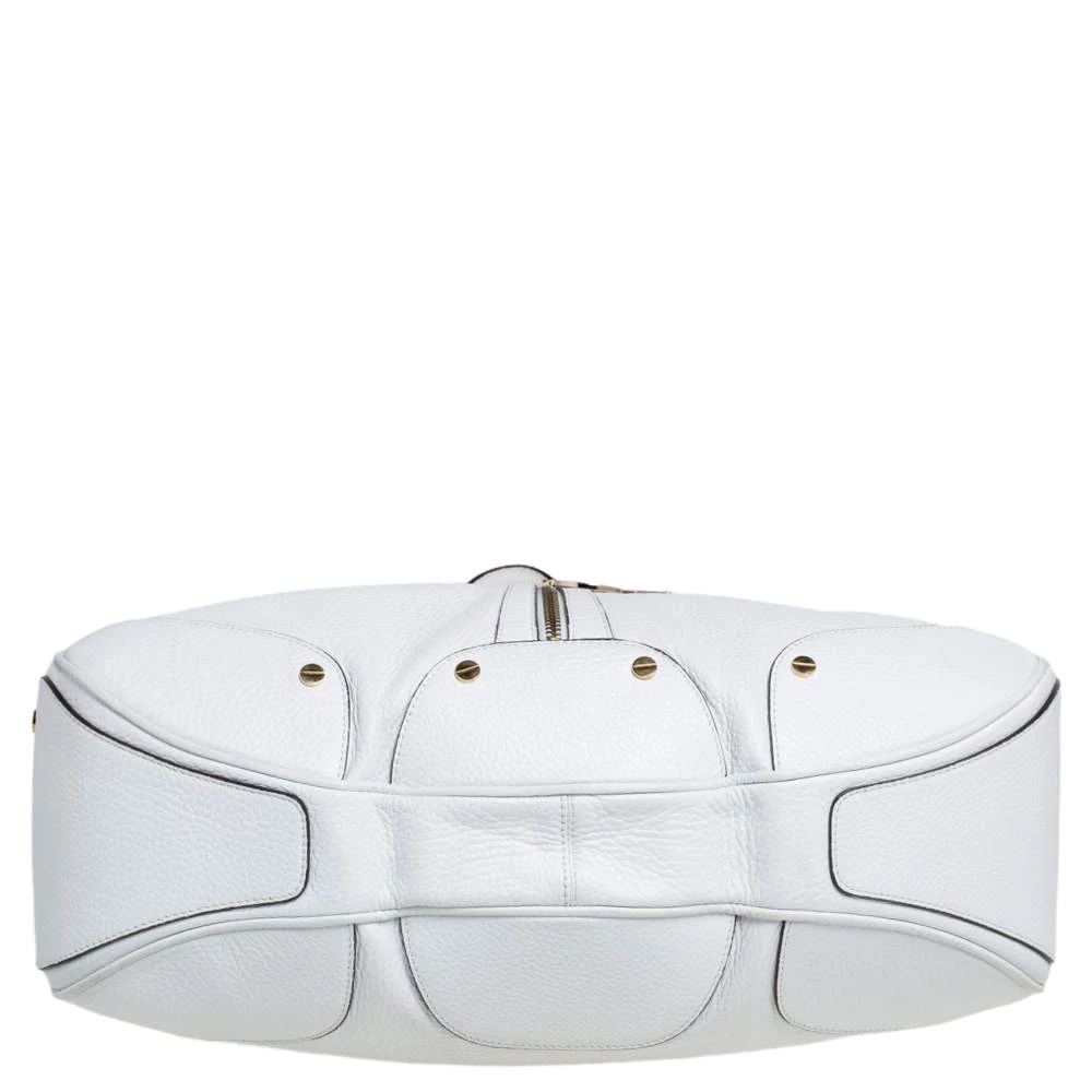 Versace White Pebbled Leather Biker Hobo For Women - Image 7