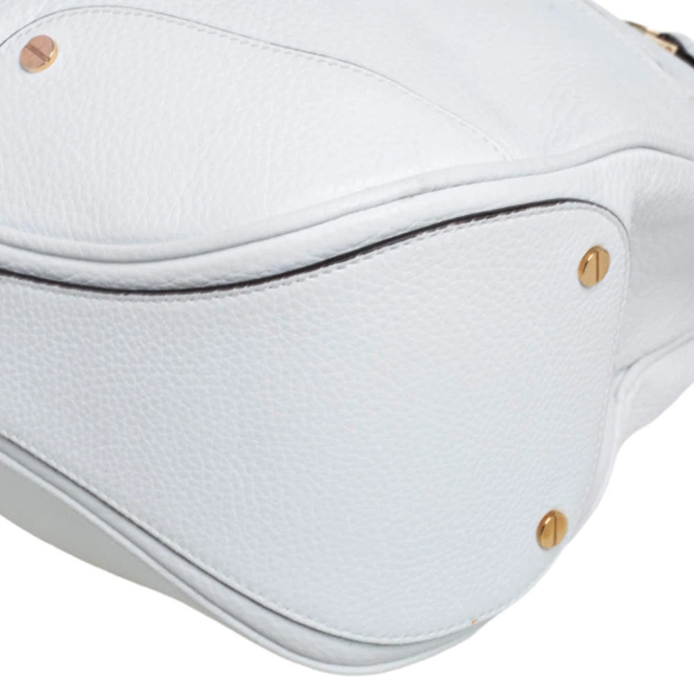 Versace White Pebbled Leather Biker Hobo For Women - Image 12