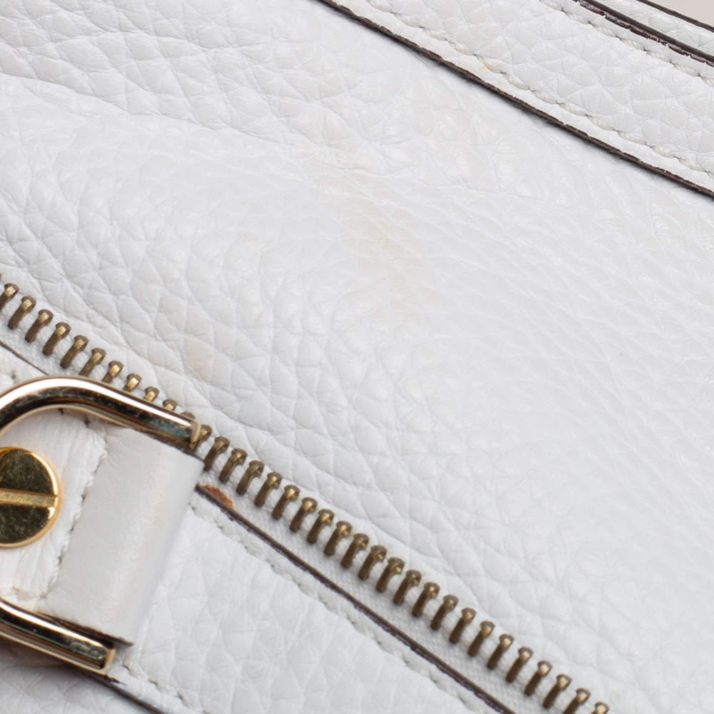 Versace White Pebbled Leather Biker Hobo For Women - Image 6