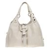 Versace White Signature Canvas And Leather Buckle Hobo For Women