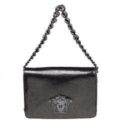 Versace Black Leather Medusa Palazzo Sultan Shoulder Bag For Women