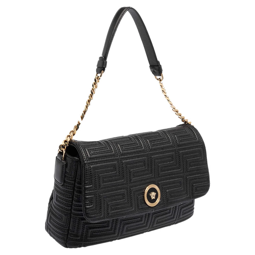 Versace Black Leather Medusa Shoulder Bag For Women - Image 3