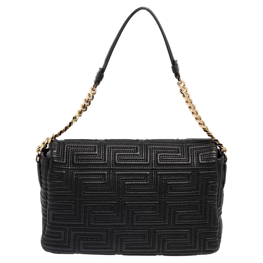 Versace Black Leather Medusa Shoulder Bag For Women - Image 4