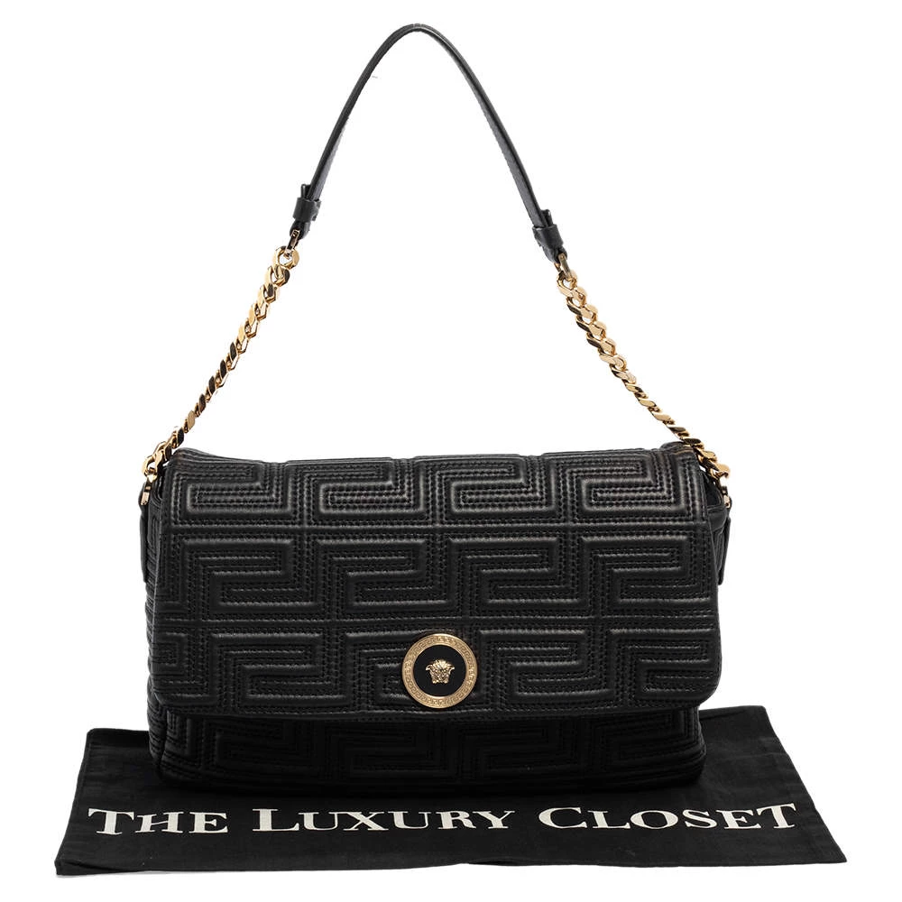 Versace Black Leather Medusa Shoulder Bag For Women - Image 11