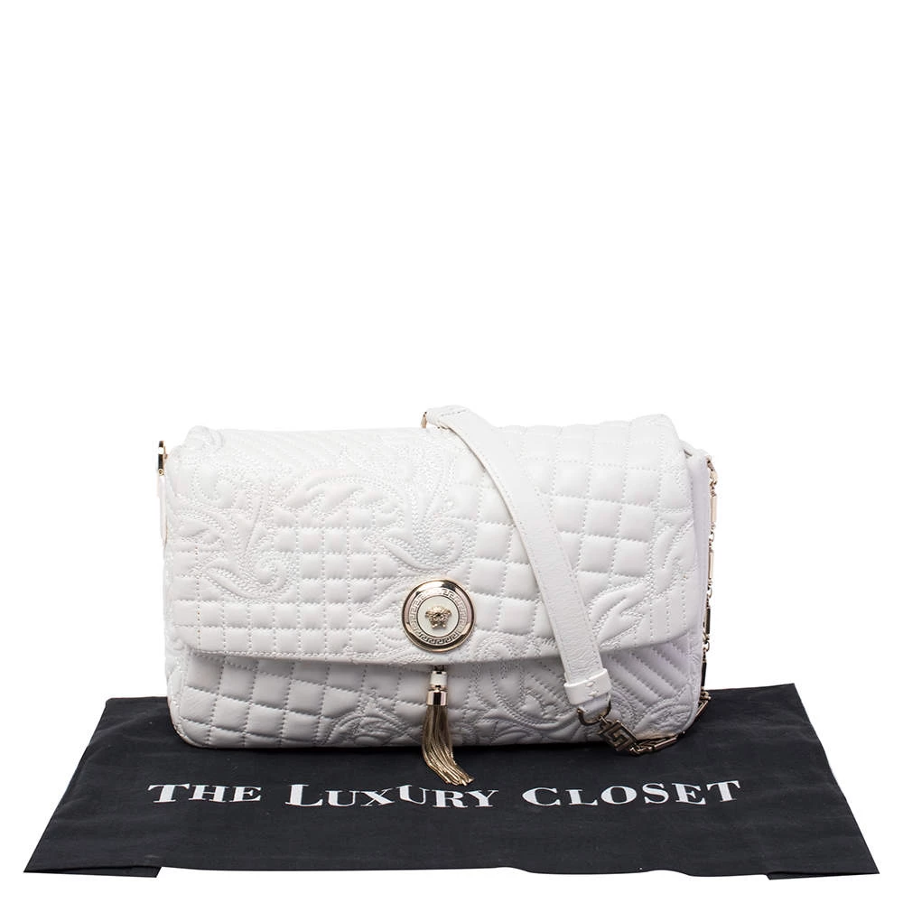 Versace White Leather Vanitas Medea Shoulder Bag For Women - Image 11