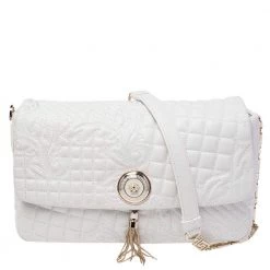 Versace White Leather Vanitas Medea Shoulder Bag For Women