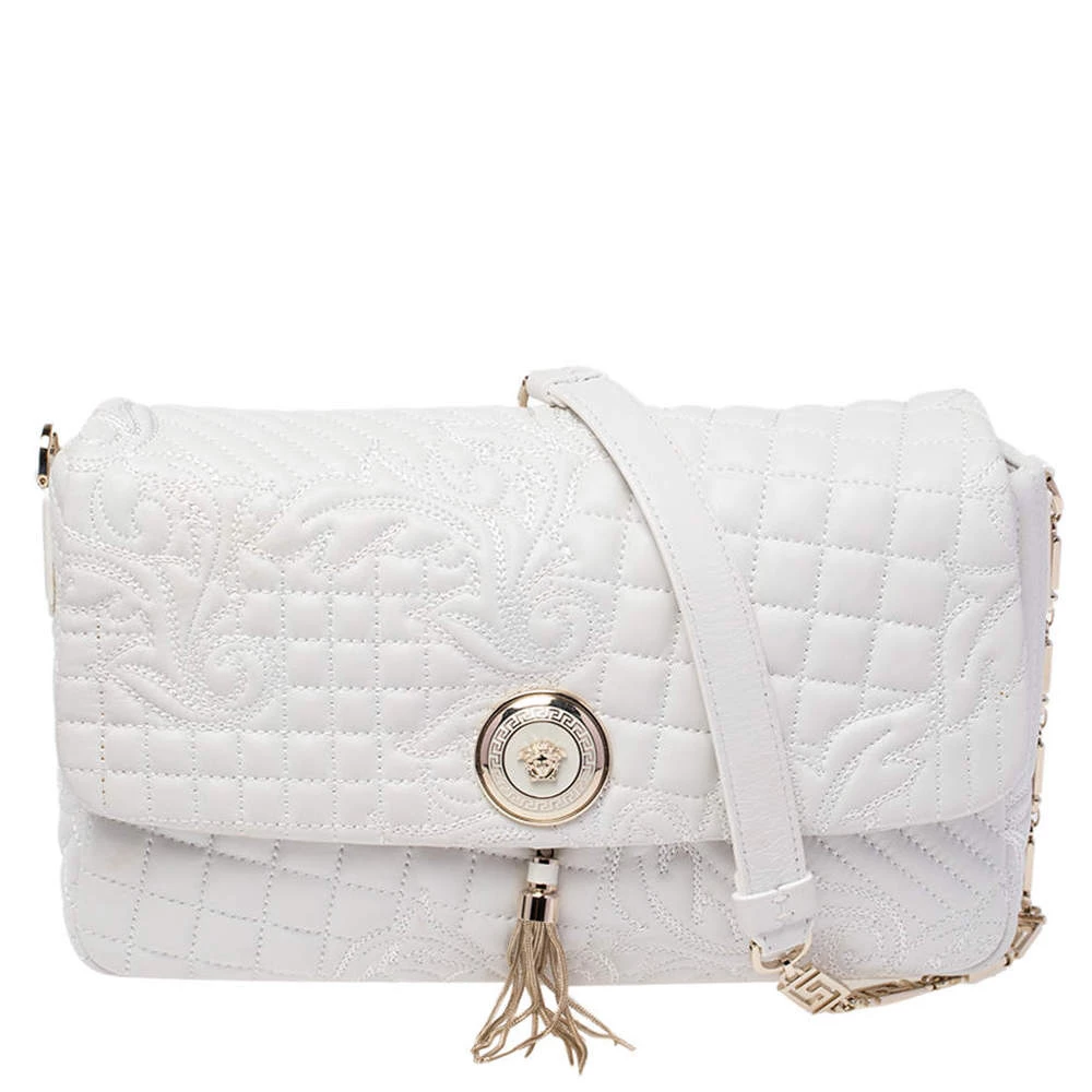Versace White Leather Vanitas Medea Shoulder Bag For Women