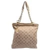 Versace Dark Beige Signature Fabric And Leather Chain Tote For Women
