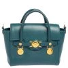 Versace Teal Green Leather Small Medusa Medallion Tote For Women