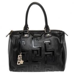 Versace Black Leather Satchel For Women