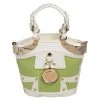 Versace Green/White Patent Leather And Canvas Tote For Women