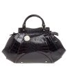 Versace Black Croc Embossed Leather Satchel For Women