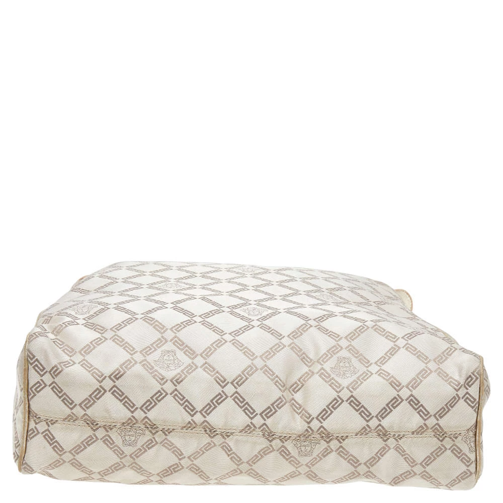 Versace Beige Leather And Canvas Shoulder Bag For Women - Image 6