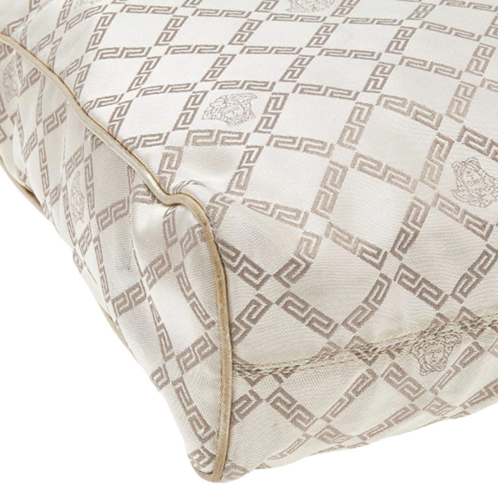 Versace Beige Leather And Canvas Shoulder Bag For Women - Image 10