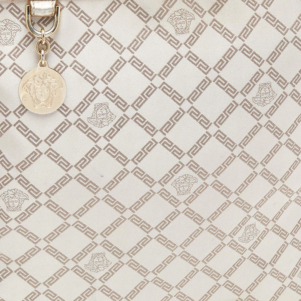 Versace Beige Leather And Canvas Shoulder Bag For Women - Image 5