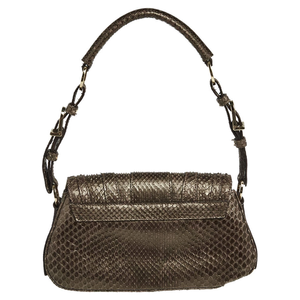 Versace Brown Python Small Flap Shoulder Bag For Women - Image 4