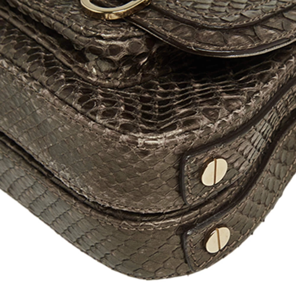Versace Brown Python Small Flap Shoulder Bag For Women - Image 10
