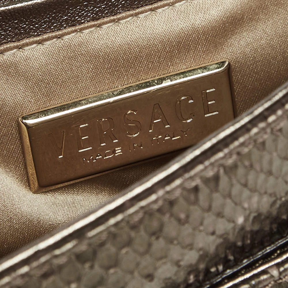 Versace Brown Python Small Flap Shoulder Bag For Women - Image 8