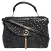 Versace Black Barocco Leather Altea Top Handle Bag For Women
