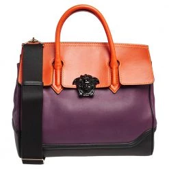 Versace Tri Color Leather Empire Palazzo Tote For Women