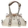 Versace White, Metallic Gold Snakeskin And Leather Medusa Satchel For Women