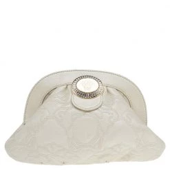 Versace Pearl Beige Leather Medusa Clutch For Women