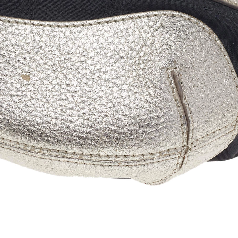 Versace Metallic Silver/Black Signature Canvas And Leather Studded Hobo For Women - Image 11