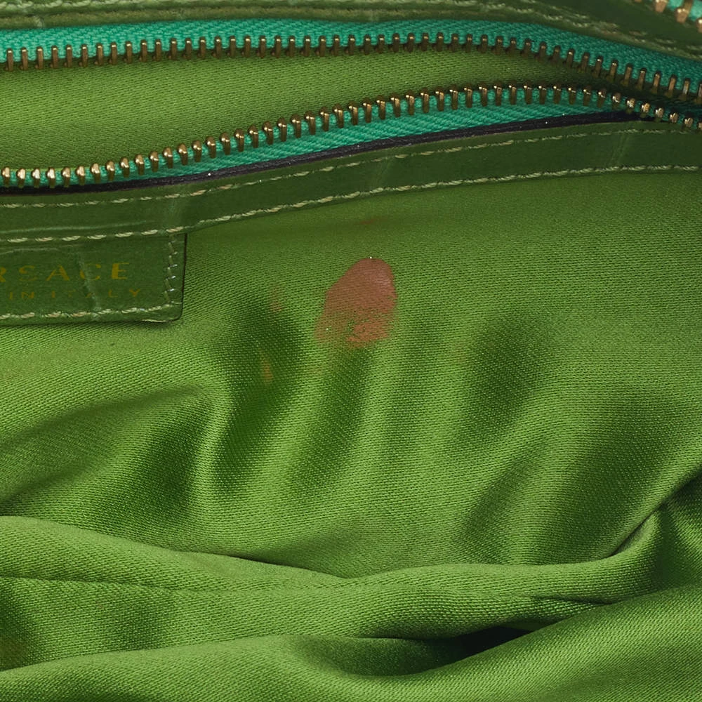 Versace Green Croc Embossed Leather Chain Clutch For Women - Image 8