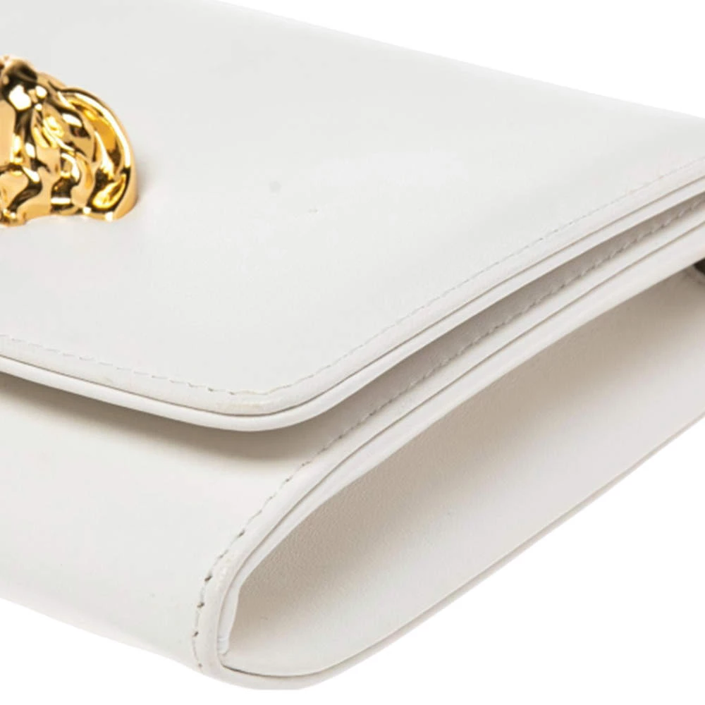 Versace White Leather Medusa Chain Clutch For Women - Image 10